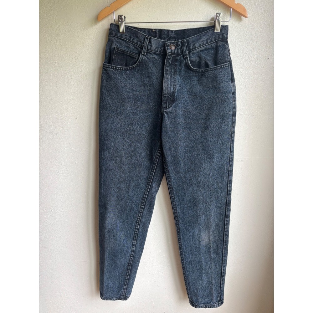 Vintage Lee High‎ Waisted Mom Jeans Dark Blue Acid Wash Tapered Leg USA Made 11M